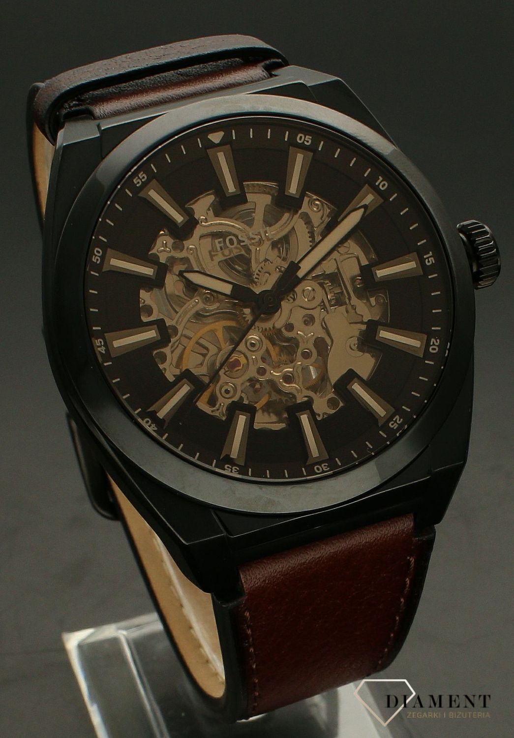 Zegarek męski Fossil EVERETT Automatic na brązowym pasku ME3207.jpg