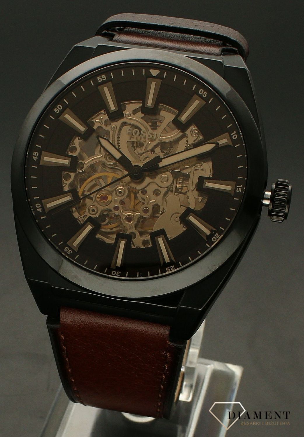 Zegarek męski Fossil EVERETT Automatic na brązowym pasku ME3207.jpg