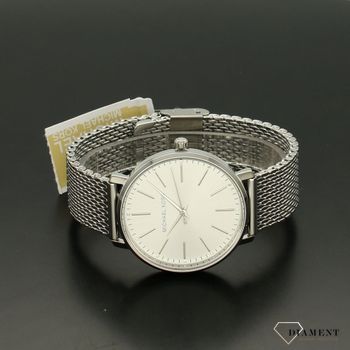 Zegarek damski z wyraźną, srebrną tarczą ze srebrnymi indeksami i wskazówkami. Zegarek damski na stalowej bransolecie. Idealny pomysł na prezent dla kobiety.  (3).jpg