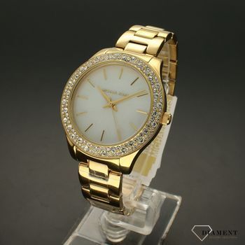 Zegarek damski Michael Kors Liliane MK4555. Zegarek wyposażony jest w kwarcowy mechanizm, zasilany za pomocą baterii. Okrągła koperta w nieskazitelnym kolorze złotym (4).jpg