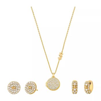 Michael Kors Brilliance stal szlachetna Zestaw MKC1699SET – naszyjnik pozłacany i dwie pary kolczyków zdobione cyrkoniami. Elegancki zestaw w pudełku, idealny jako prezent lub do codziennych i wyjątkowych stylizacji.1.jpg