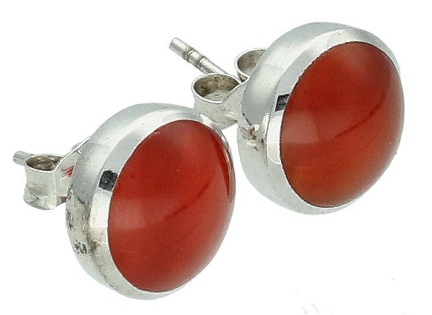 Srebrne kolczyki z karneolem wkrętki 925, MKKM66.jpg