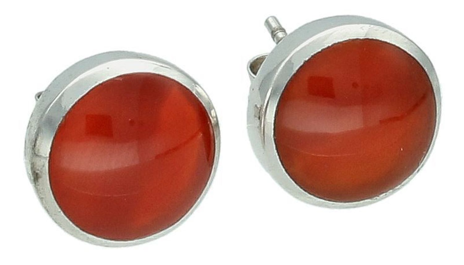 Srebrne kolczyki z karneolem wkrętki 925, MKKM66.jpg