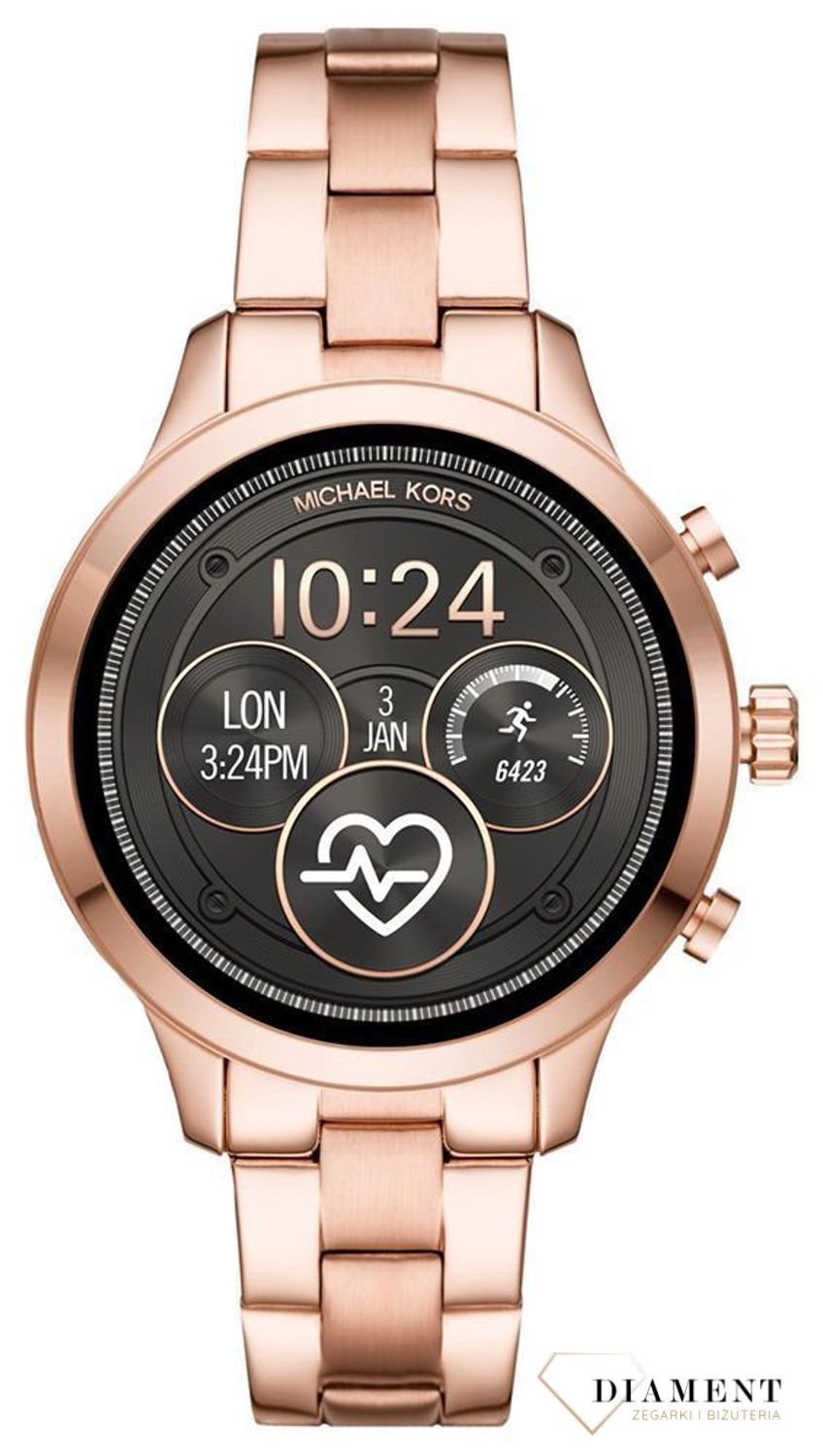 Smartwatch Michael Kors Rose Gold MKT5046 to zegarek na bransolecie w kolorze różowego złota, który łączy się z telefonem przez bluetooth. S (1).jpg