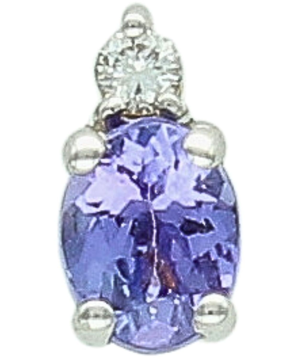 Elegancka złota zawieszka damska 585 z naturalnym tanzanitem 0,36 g i diamentem HSI 0,03 ct. Długość 6 mm, szerokość 3 mm, idealna na prezent i codzienne stylizacje.1.jpg