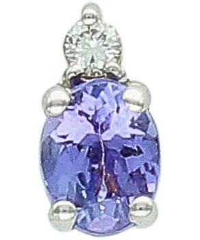 Elegancka złota zawieszka damska 585 z naturalnym tanzanitem 0,36 g i diamentem HSI 0,03 ct. Długość 6 mm, szerokość 3 mm, idealna na prezent i codzienne stylizacje.1.jpg