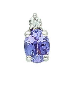 Elegancka złota zawieszka damska 585 z naturalnym tanzanitem 0,36 g i diamentem HSI 0,03 ct. Długość 6 mm, szerokość 3 mm, idealna na prezent i codzienne stylizacje.2.jpg