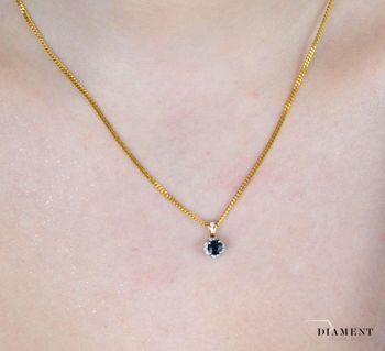 Złota zawieszka DIAMENT 585 okrągły szafir i diamenty MP113SA 4.JPG