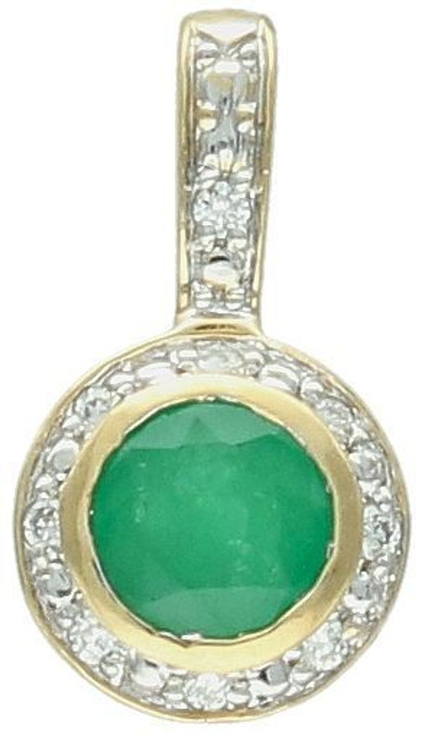 Złota zawieszka DIAMENT z Diamentami i Szmaragdem MP222EM. Złota zawieszka wykonana z próby 585 z Szmaragdem i 9 diamentami o wadze 0,05 ct, barwie H i czystości SI. 1.jpg