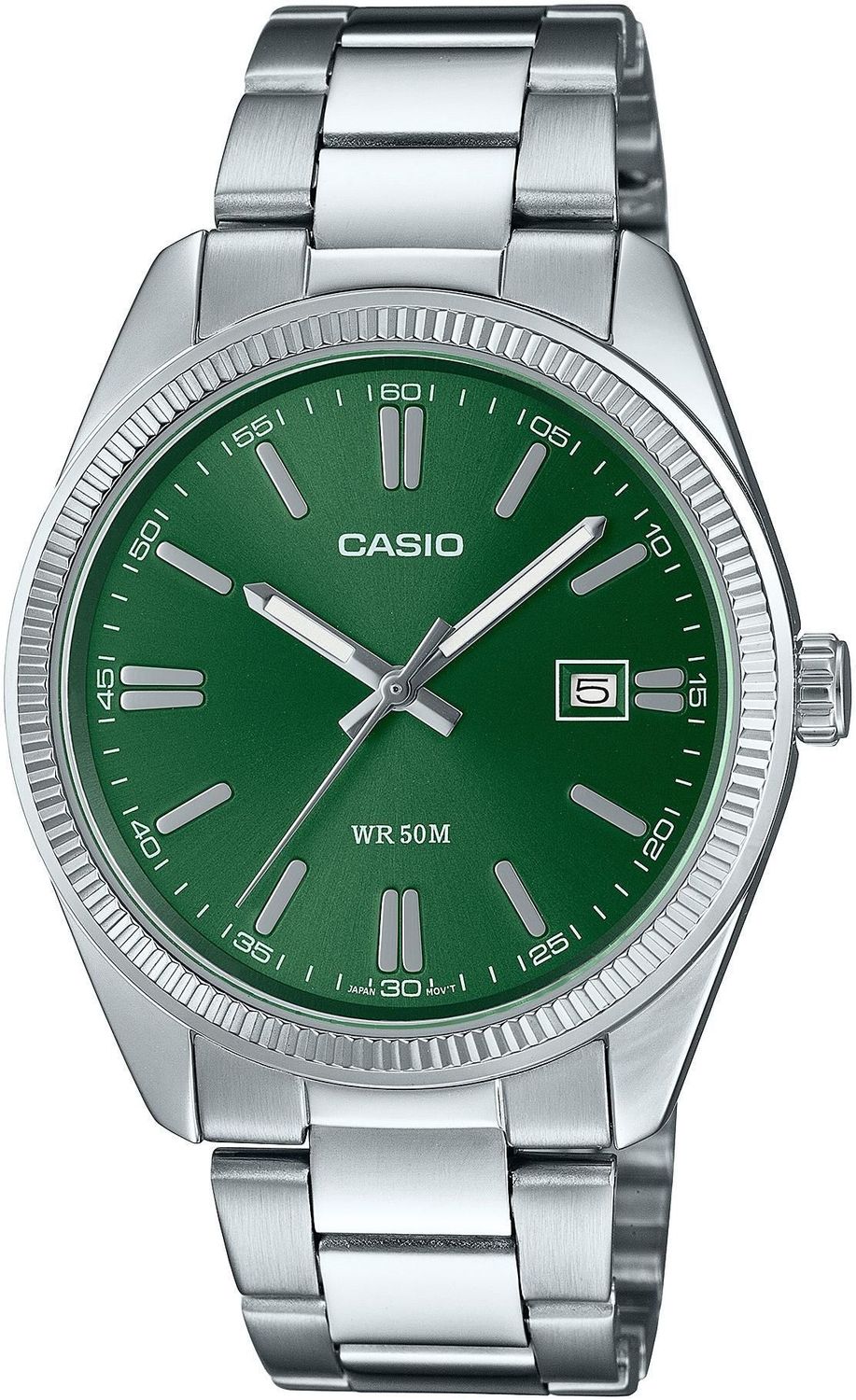 Zegarek męski Casio Timeless Collection MTP-1302PD-3AVEF – zielona tarcza, stalowa bransoleta (2).jpg