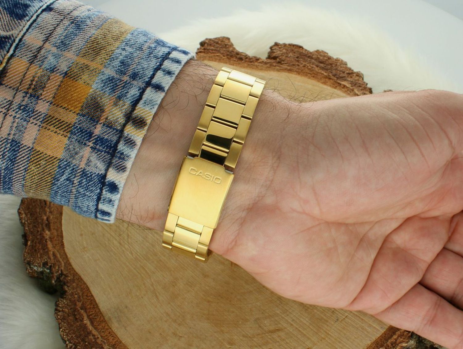 Zegarek męski Casio MTP-1302PGC-3AVEF złoty, zielona tarcza, kwarcowy.jpg