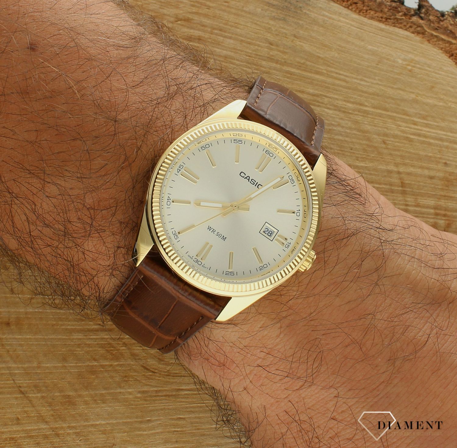 Zegarek męski Casio MTP-1302PGL-9AVEF Timeless Collection brązowy pasek.jpg