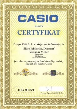 Certyfikat Casio autoryzowany partner casio www.zegarki-diament.jpg