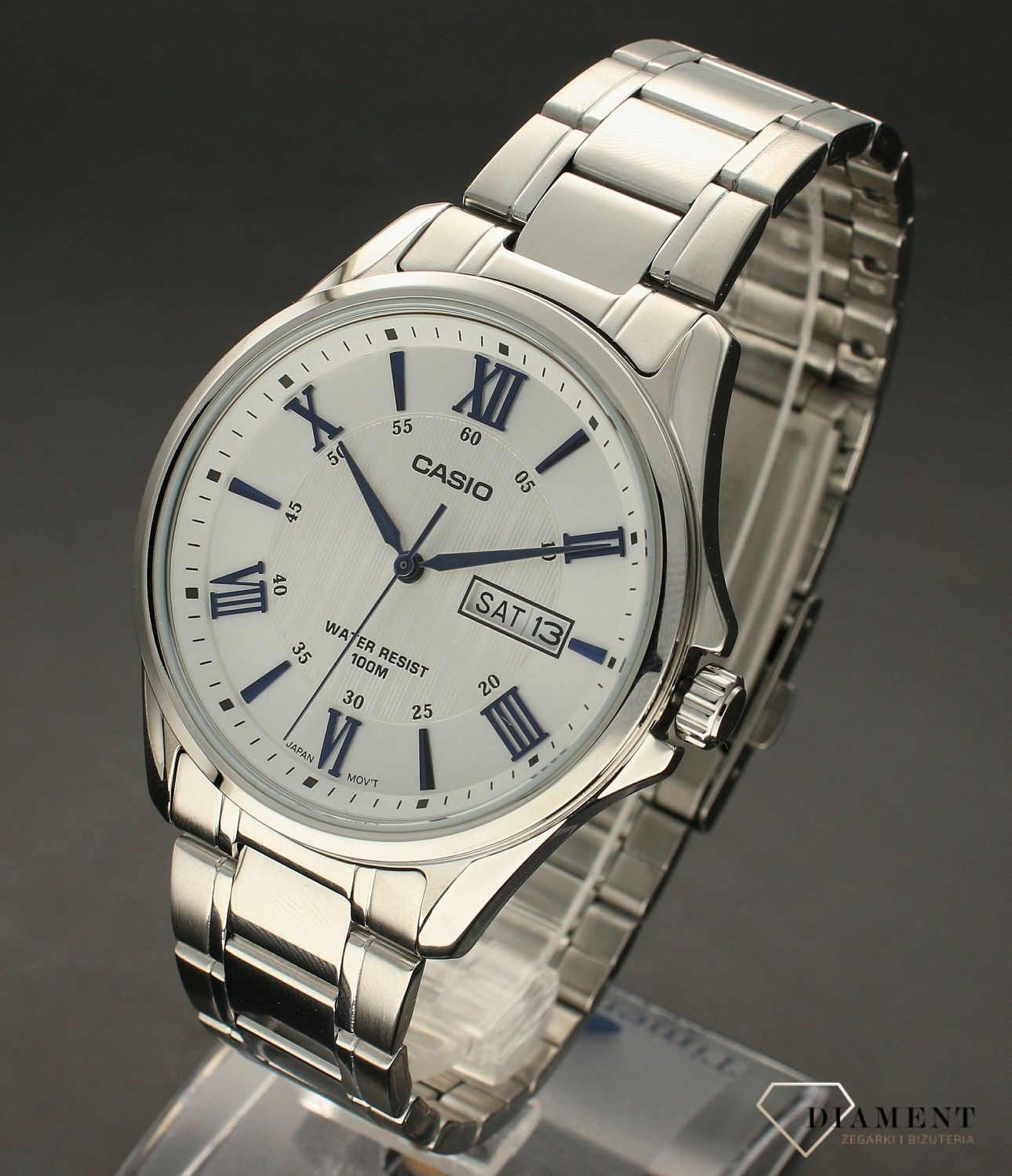 Zegarek męski Casio Classic MTP-1384D-7A2VEF klasyczna srebrna bransoleta, srebrna tarcza oraz koperta..webp