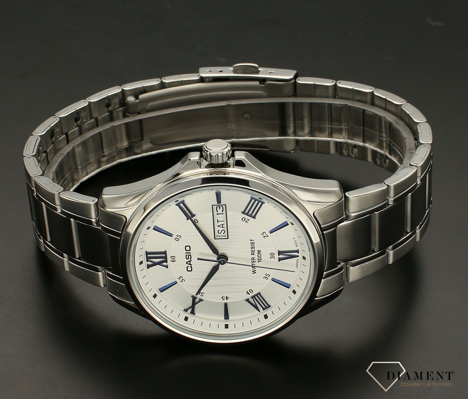 Zegarek męski Casio Classic MTP-1384D-7A2VEF klasyczna srebrna bransoleta, srebrna tarcza oraz koperta..webp