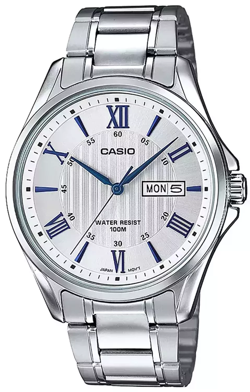 Zegarek męski Casio Classic MTP-1384D-7A2VEF klasyczna srebrna bransoleta, srebrna tarcza oraz koperta..webp
