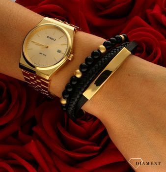 Zegarek męski Casio Classic na bransolecie w złotym kolorze MTP-B145G-9AVEF. Zegarek na złotej bransolecie. Zegarek Casio unisex.jpg