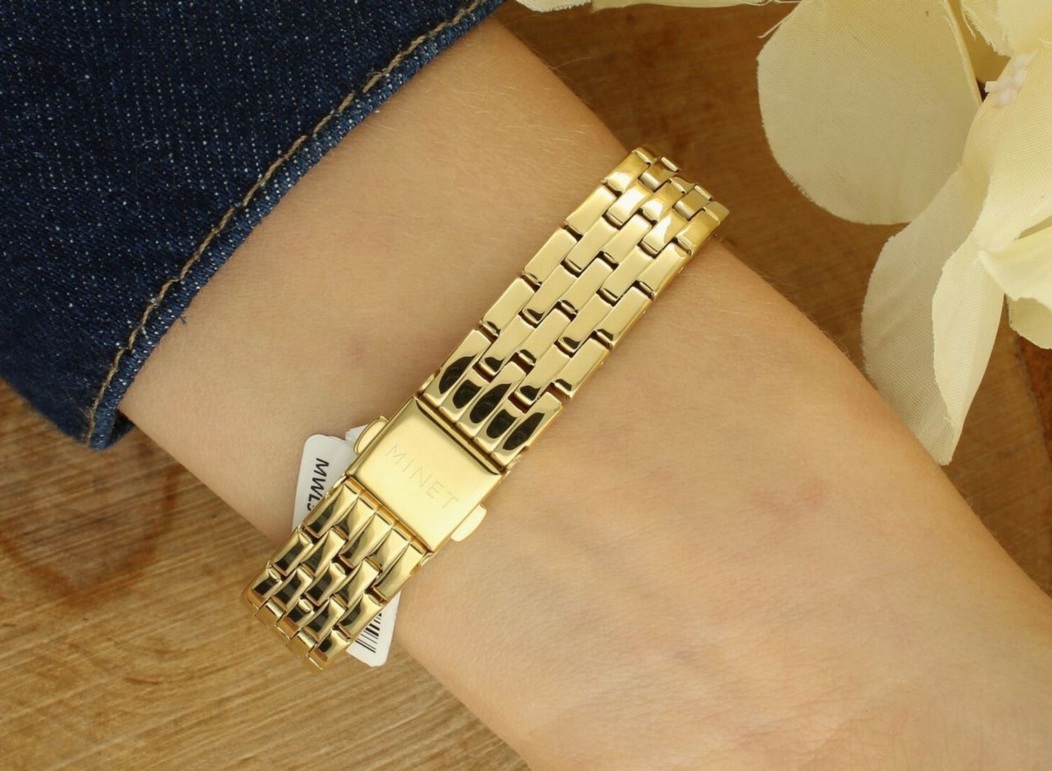 Odkryj MINET Siena – elegancki złoty zegarek damski z kwadratową kopertą i mechanizmem Citizen Miyota. Idealny do codziennego noszenia i na prezent.1.jpg