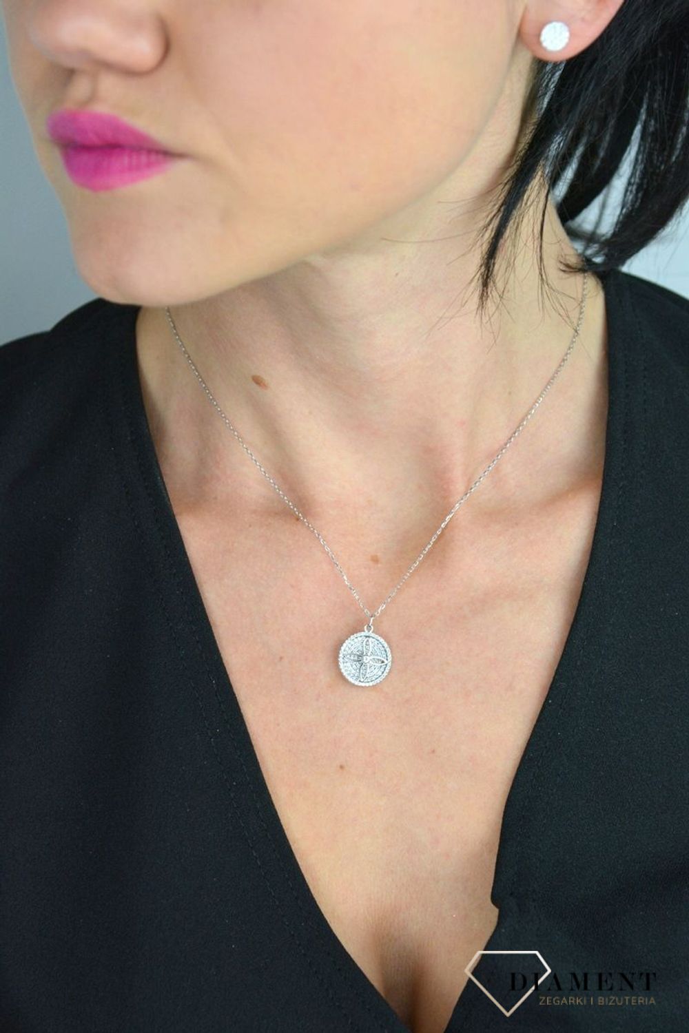 Naszyjnik srebrny kwiatek z cyrkonią Dall'Acqua NYB283092.jpg