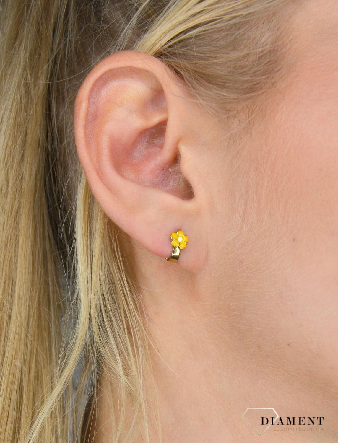 Złote kolczyki dla dziewczynki próba 333 żółte kwiatki.jpg