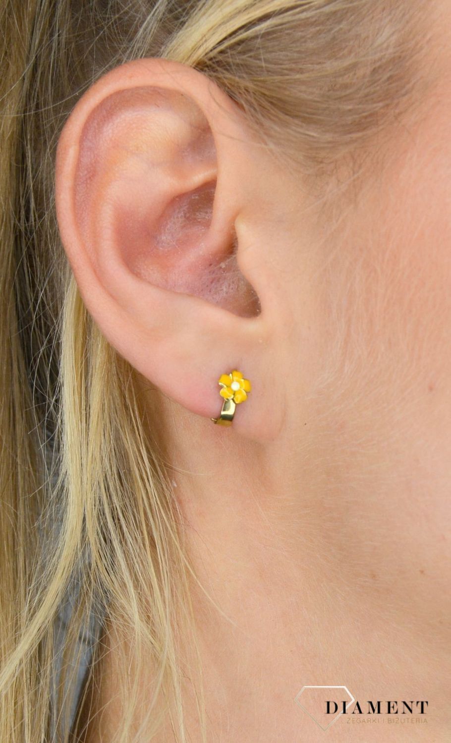 Złote kolczyki dla dziewczynki próba 333 żółte kwiatki.jpg