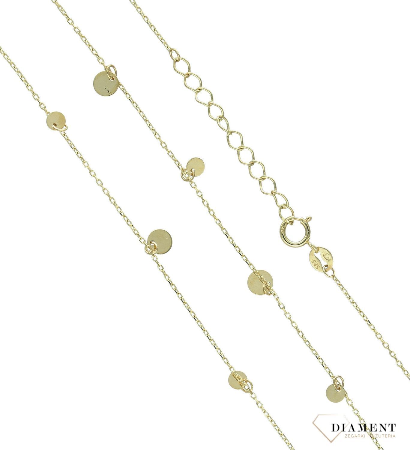 Złoty naszyjnik damski 585 celebrytka z gładkimi kółeczkami N0376 (1).jpg