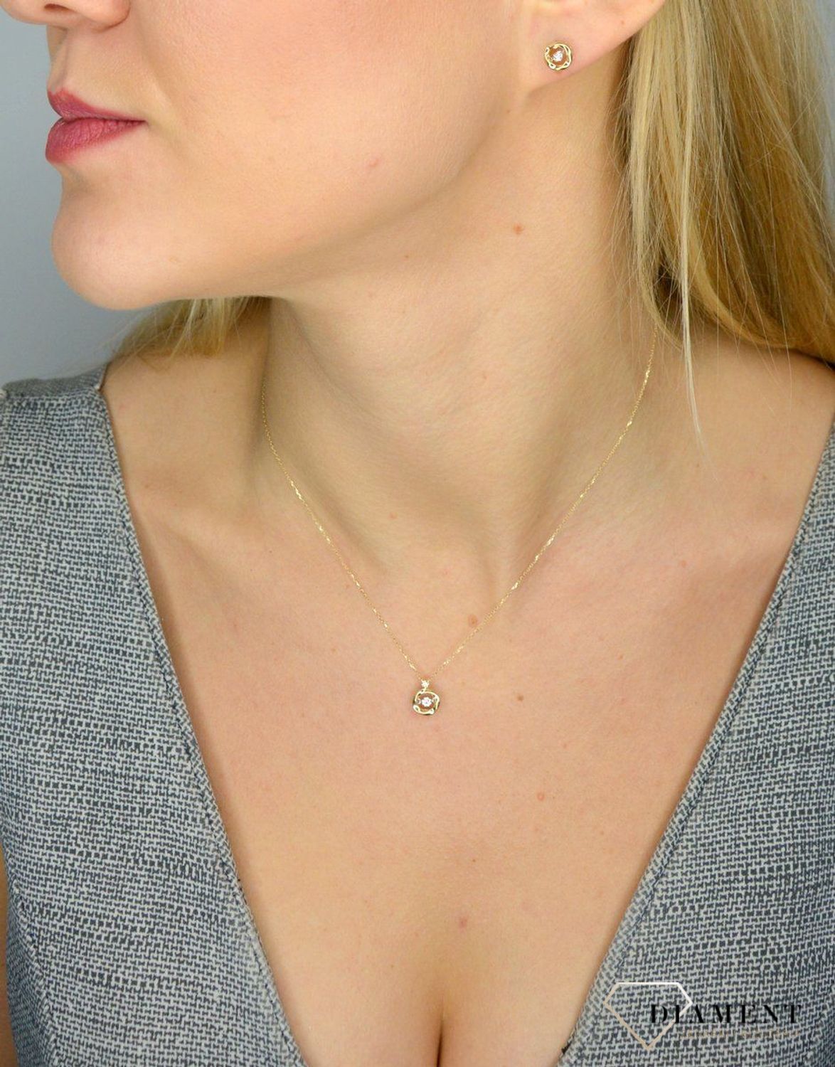 Złoty naszyjnik DIAMENT 'migoczące diamenty' 0,08ct1+0,01ct1 N07507YC.jpg