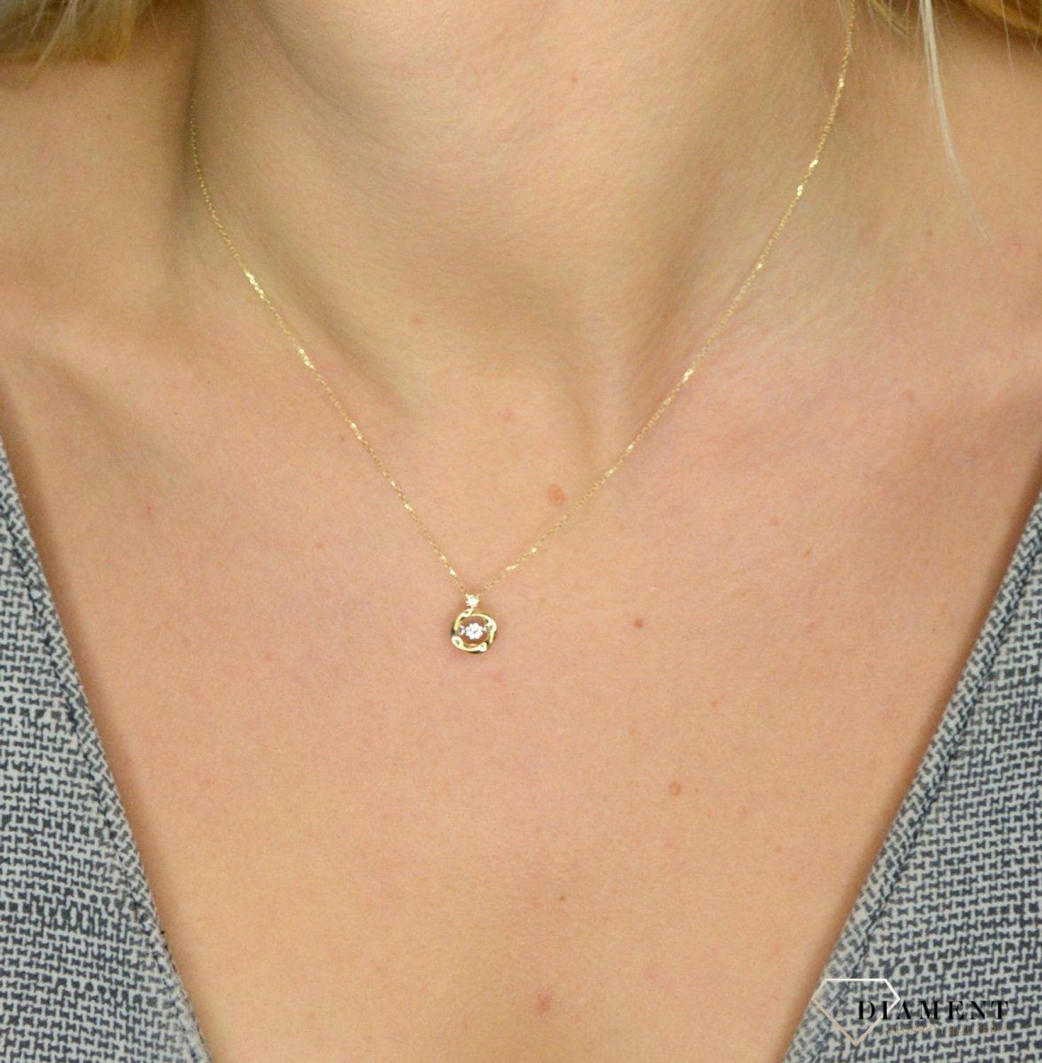 Złoty naszyjnik DIAMENT 'migoczące diamenty' 0,08ct1+0,01ct1 N07507YC.jpg