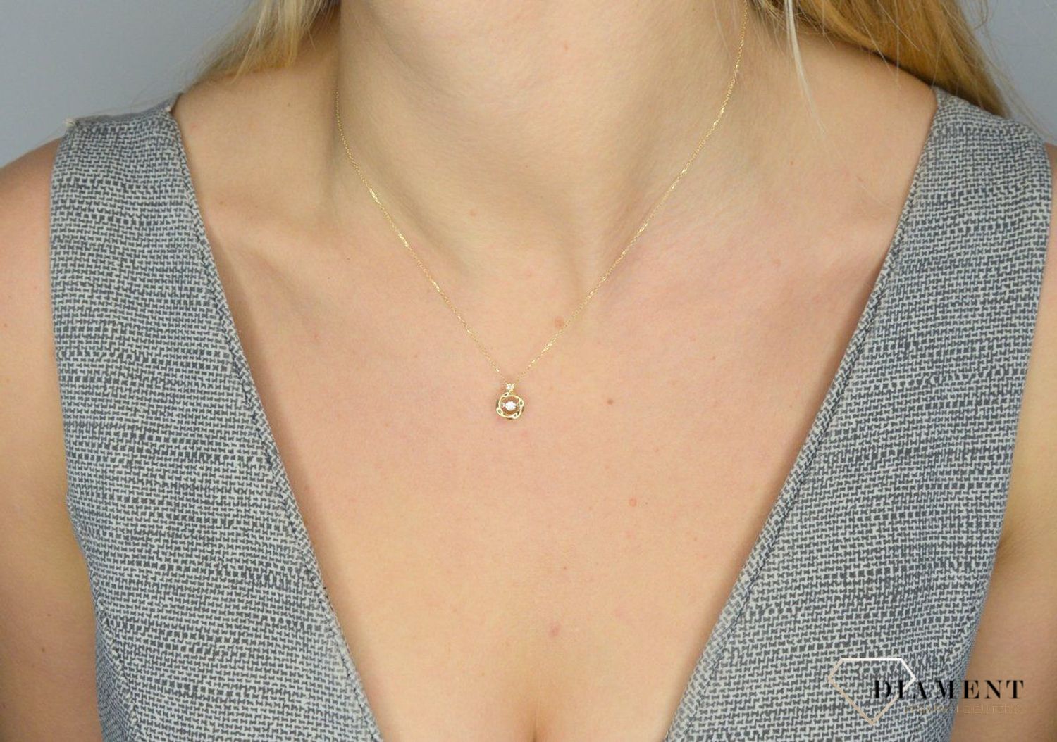 Złoty naszyjnik DIAMENT 'migoczące diamenty' 0,08ct1+0,01ct1 N07507YC.jpg