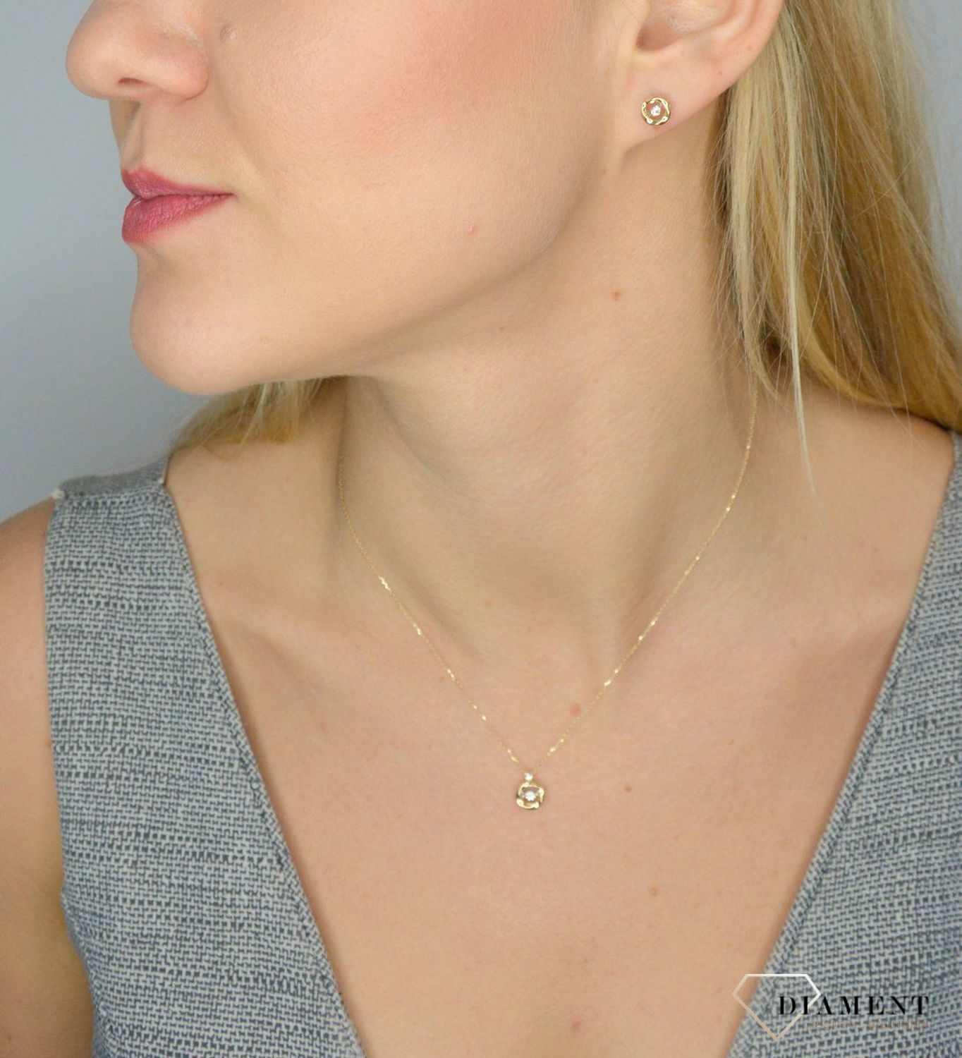 Złoty naszyjnik DIAMENT 'migoczące diamenty' 0,08ct1+0,01ct1 N07507YC.jpg