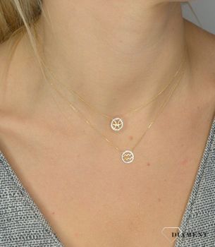 Złoty naszyjnik DIAMENT znak zodiaku Wodnik diamenty N07637YC ✓Złote naszyjniki z diamentami✓ Złote Naszyjniki Damskie ze znakami zodiaku (3).JPG