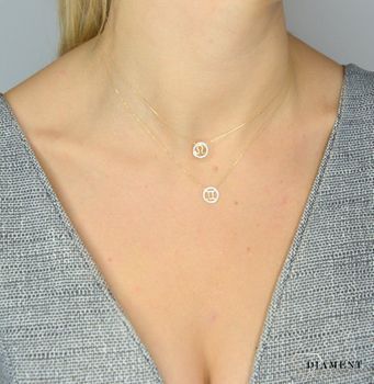 Złoty naszyjnik DIAMENT znak zodiaku Bliźnięta diamenty N07643YC ✓Złote naszyjniki z diamentami, naszyjniki złote ✓ Złote Naszyjniki Damskie (10).JPG
