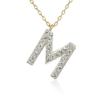 Złoty naszyjnik DIAMENT celebrytka 585 z literka M, diamenty N09117 Y C. Złoty naszyjnik celebrytka z modną zawieszką w kształcie litery M.  09117N001-G1Q1.jpg