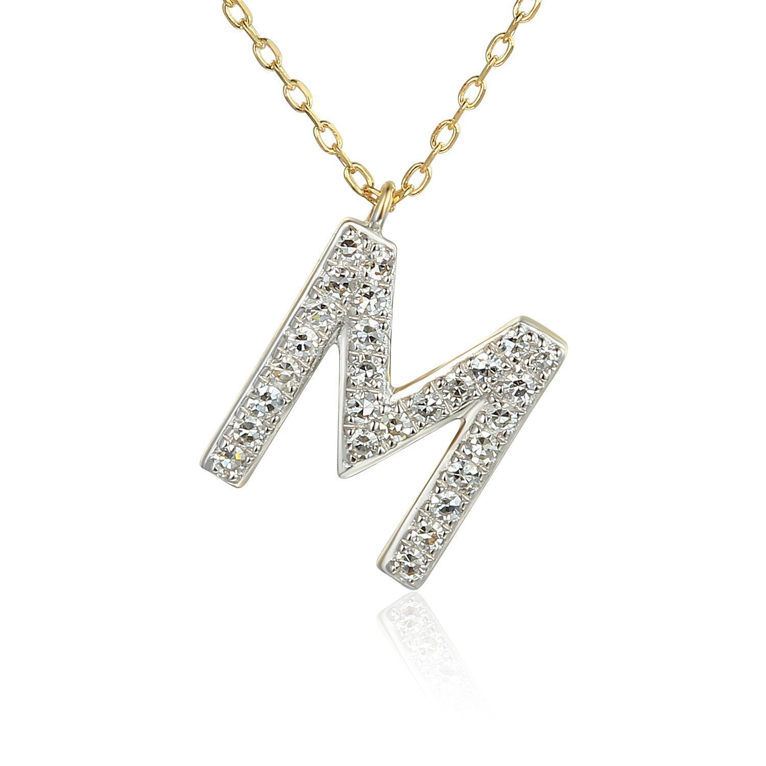 Złoty naszyjnik DIAMENT celebrytka 585 z literka M, diamenty N09117 Y C. Złoty naszyjnik celebrytka z modną zawieszką w kształcie litery M.  09117N001-G1Q1.jpg