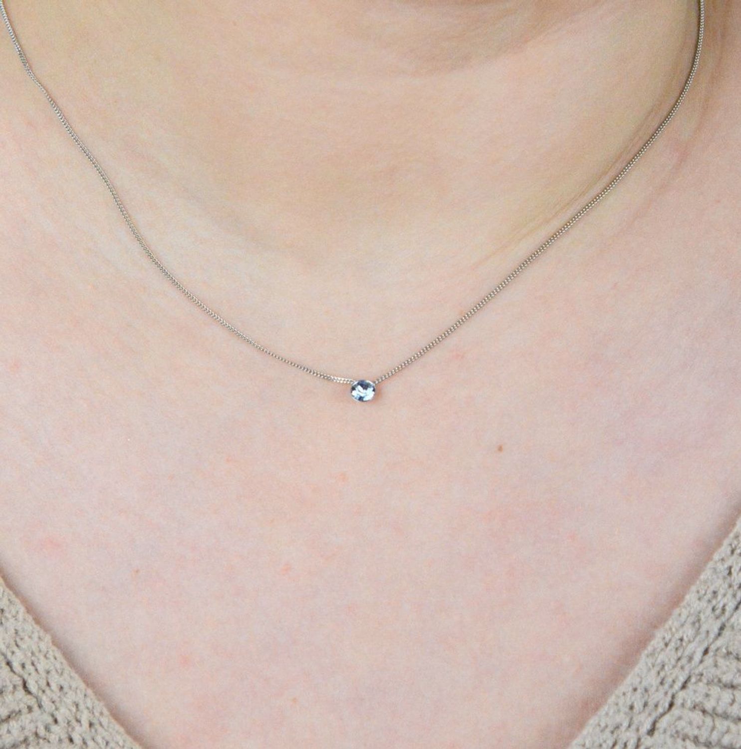 Srebrny naszyjnik  Błękitny kryształek  Swarovski Crystals 925 N1088PP31LS-S.jpg