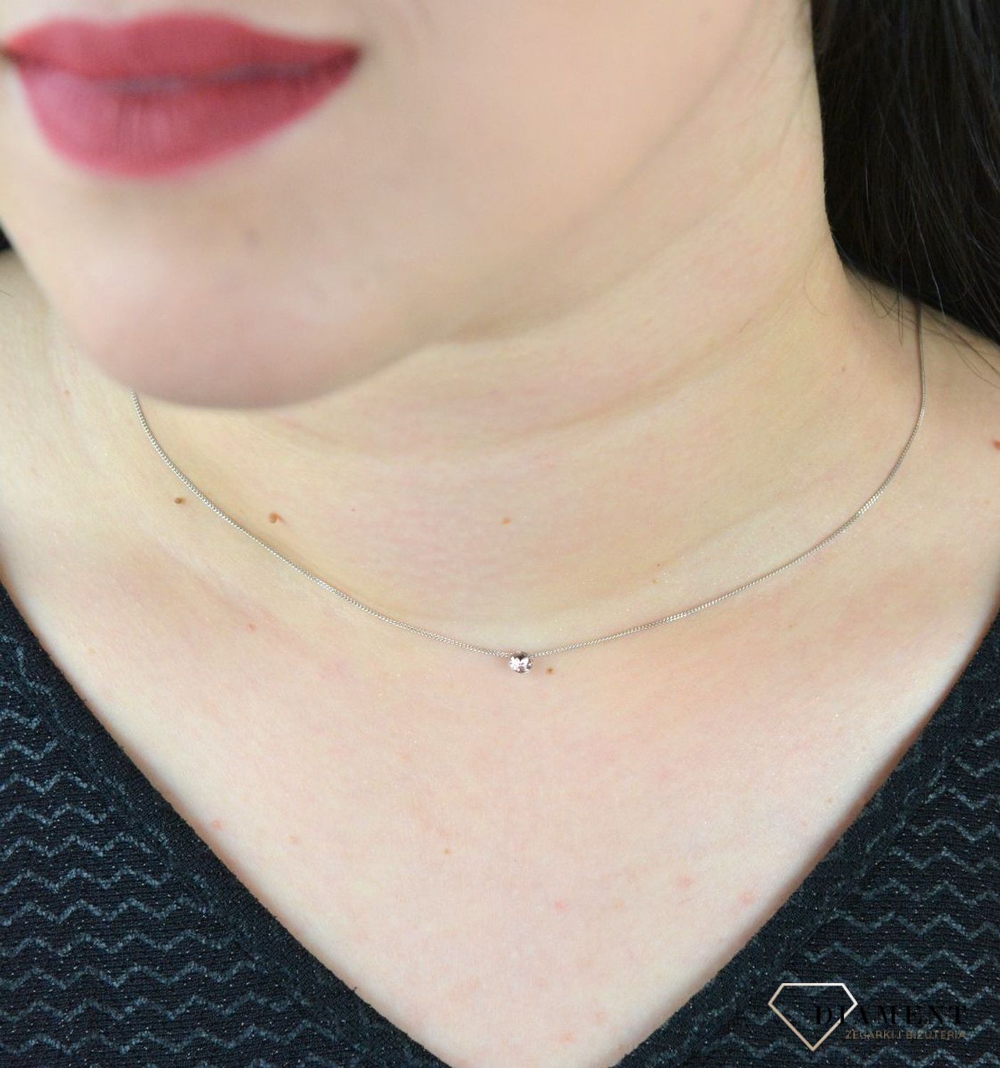 Naszyjnik srebrny Spark  z kryształem Swarovski Dotty N1088PP31VR-L.jpeg