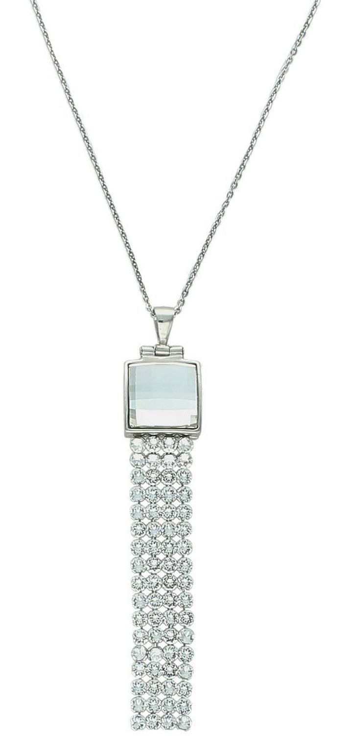 Srebrny naszyjnik z kryształem Swarovskiego w kolorze Crystal przód.jpg