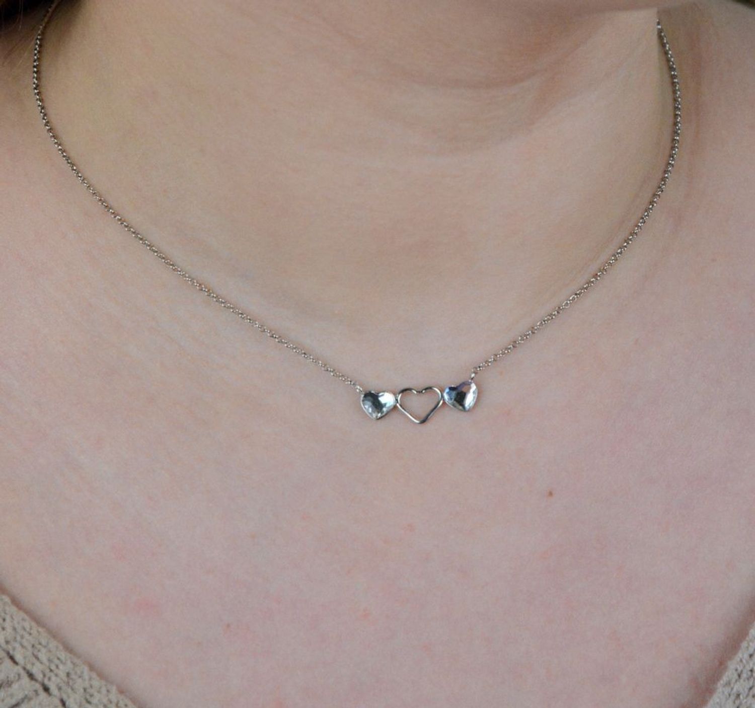 Srebrny Naszyjnik  Trzy Kryształowe Serca  Swarovski Crystals 925 N280862C-L.jpg