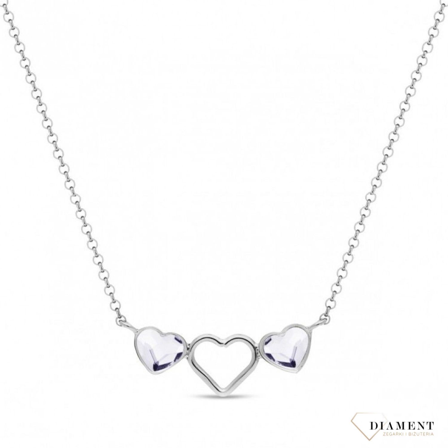 Srebrny Naszyjnik  Trzy Kryształowe Serca  Swarovski Crystals 925 N280862C-L.jpg
