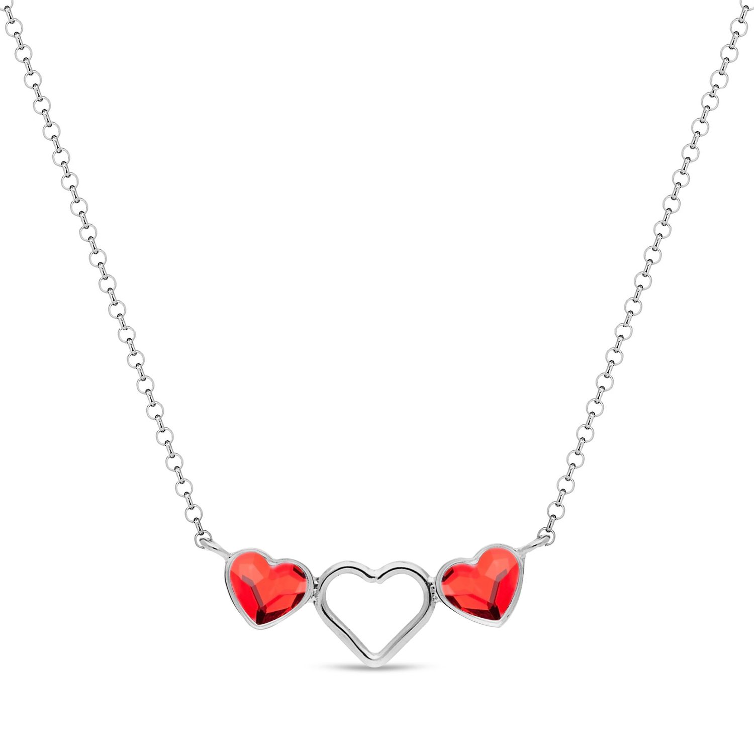 Srebrny naszyjnik trzy Czerwone Serca Swarovski Crystals 925 N280862LSI-S.jpeg