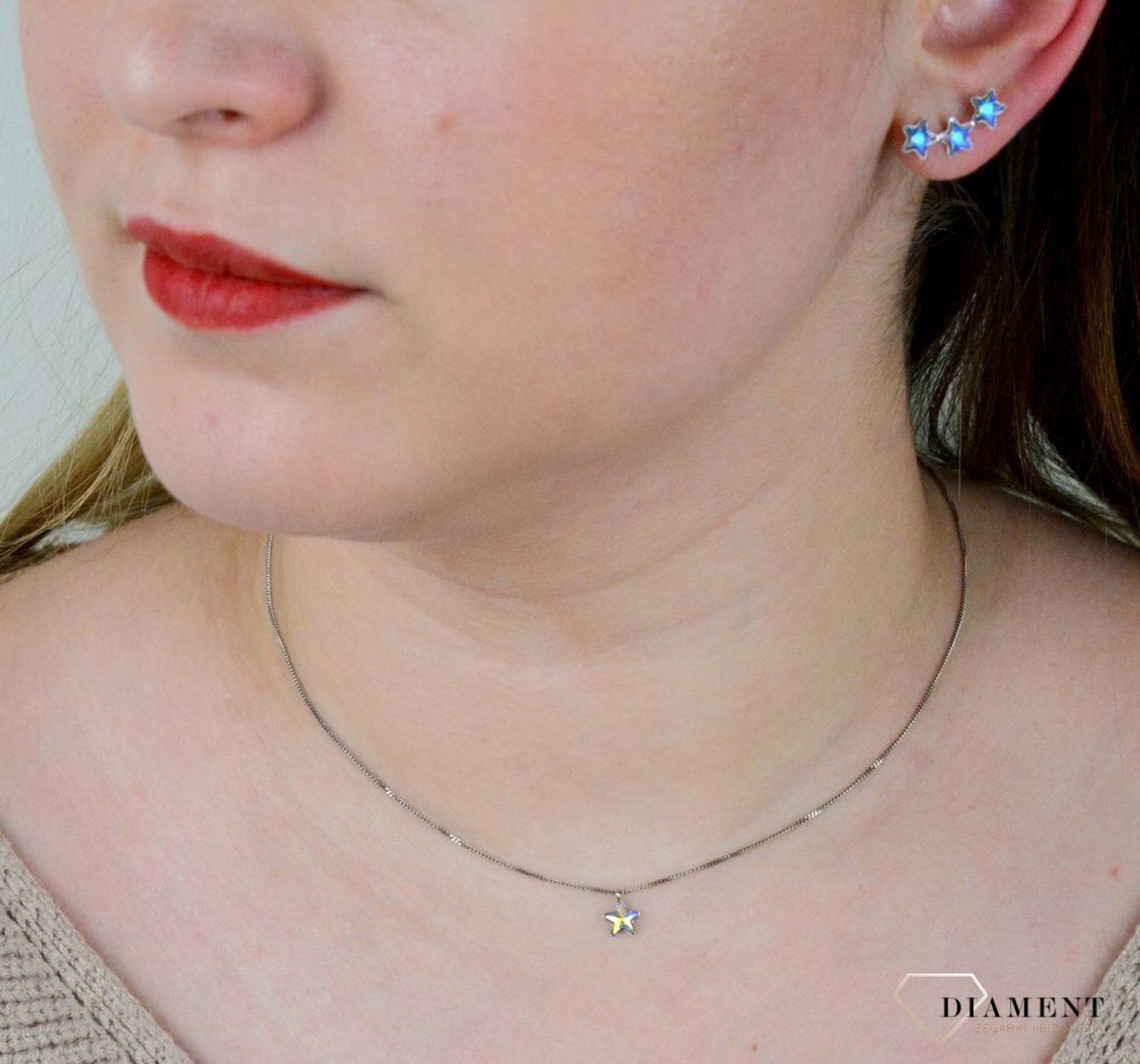 Srebrny naszyjnik Opalizująca Gwiazdka Swarovski Element 925 N28165AB-S.jpeg