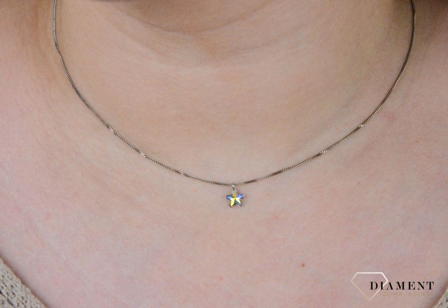 Srebrny naszyjnik Opalizująca Gwiazdka Swarovski Element 925 N28165AB-S.jpeg