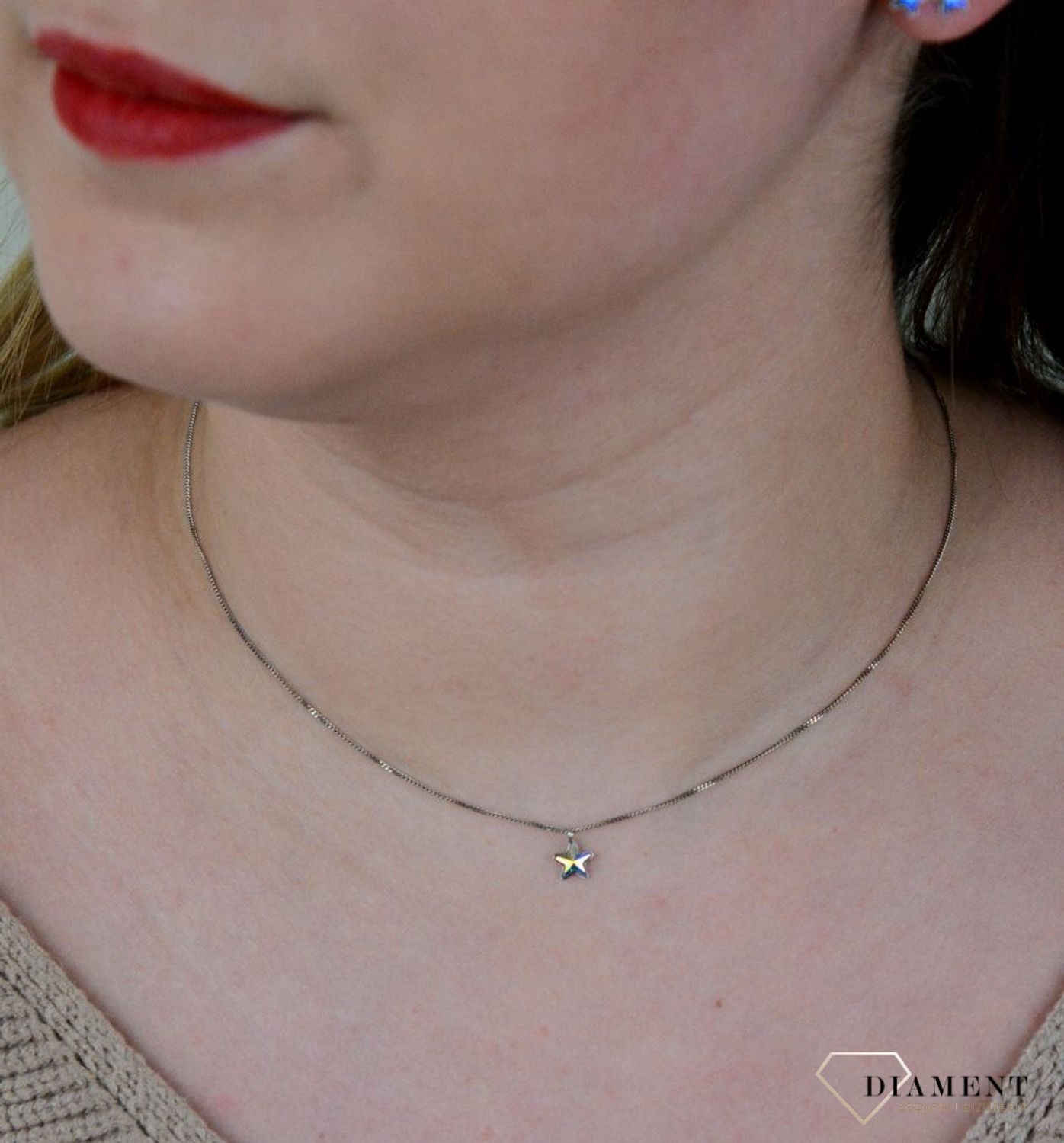Srebrny naszyjnik Opalizująca Gwiazdka Swarovski Element 925 N28165AB-S.jpeg