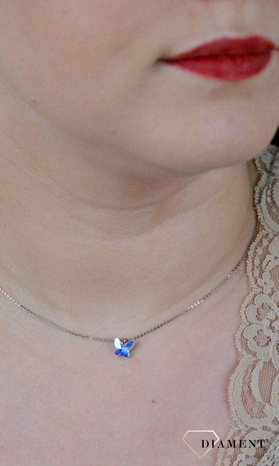 Srebrny naszyjnik  Opalizujący Motyl  Swarovski Crystals 925 N28548AB-L..jpg
