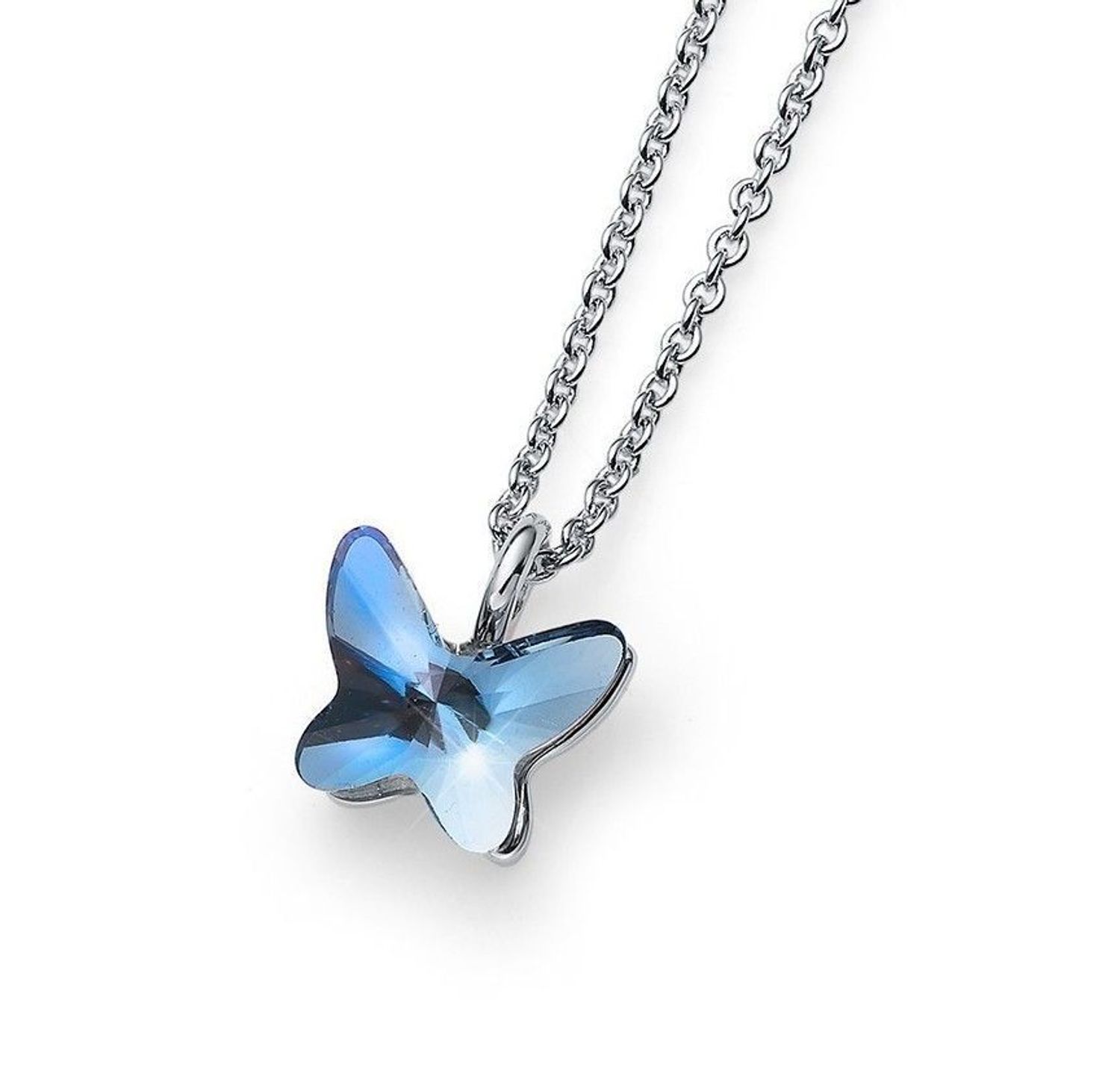 Srebrny naszyjnik  Ciemnobłękitny Motylek  Swarovski Crystals 925 N28548DB-S.jpg