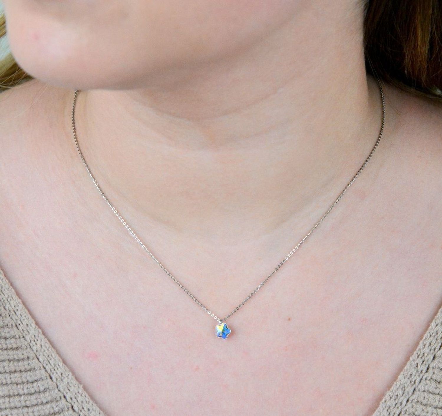 Srebrny naszyjnik  Opalizujący Kwiatek  Swarovski Crystals 925 N47446AB-L.jpg