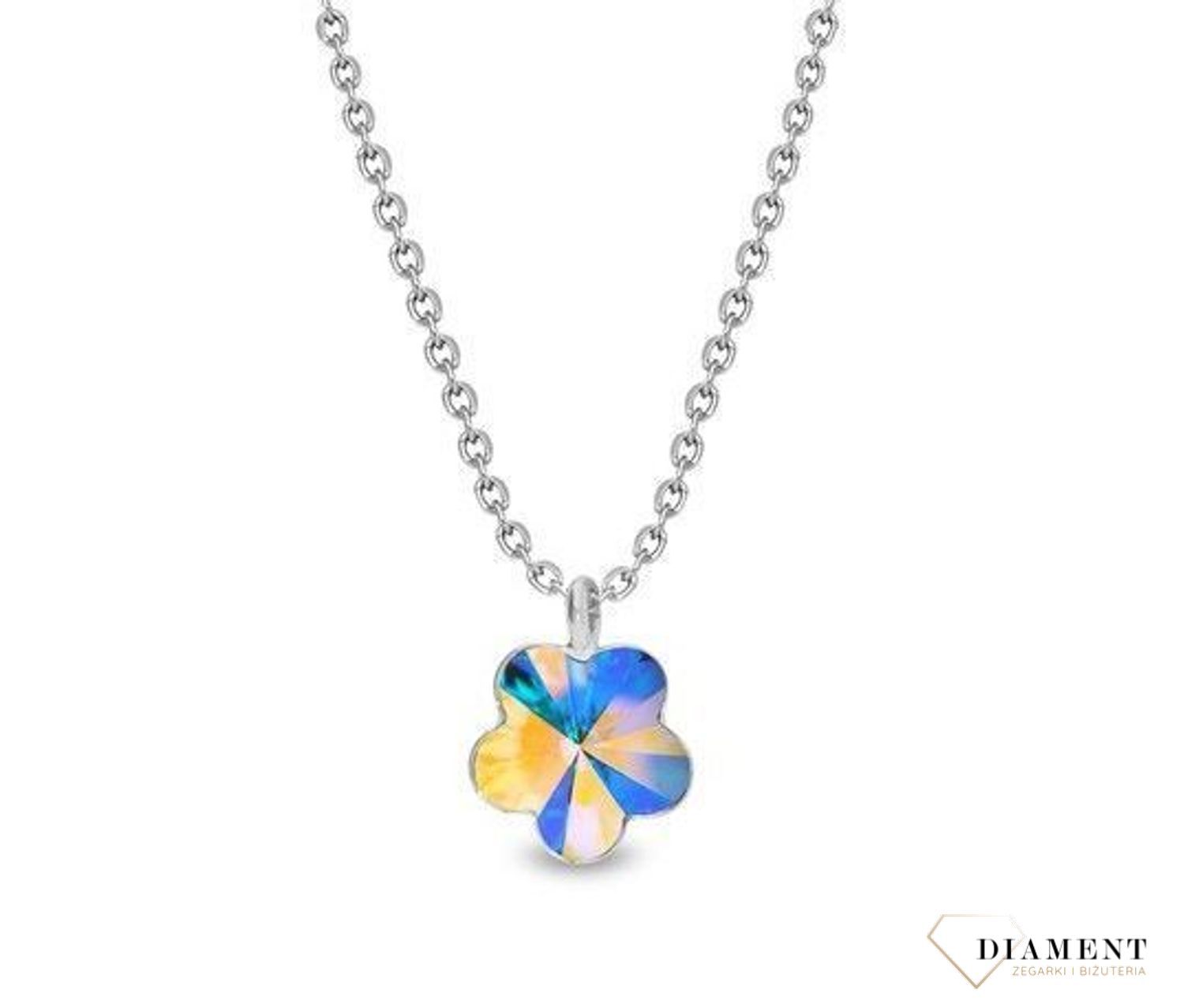 Srebrny naszyjnik  Opalizujący Kwiatek  Swarovski Crystals 925 N47446AB-L.jpg