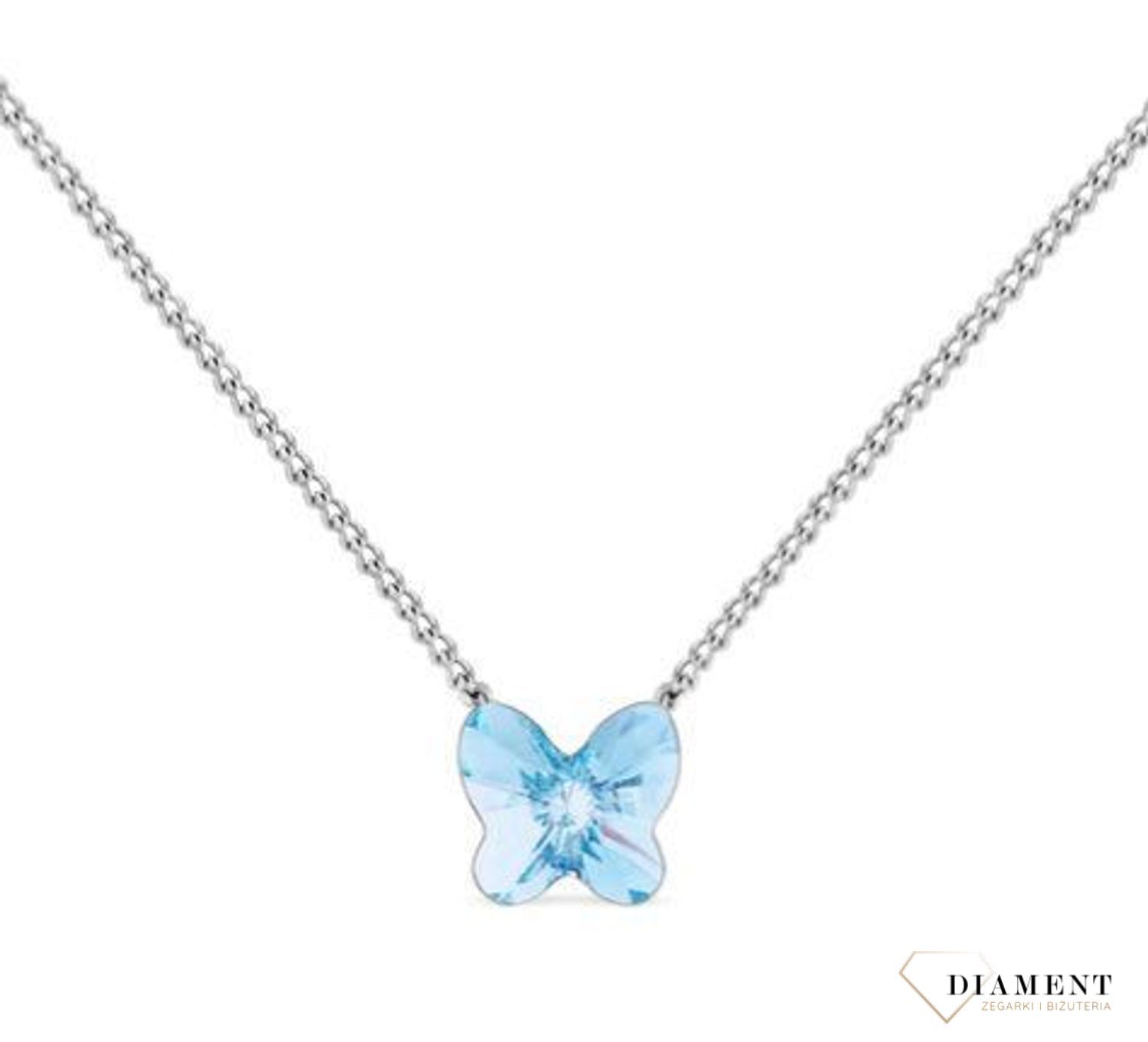 Srebrny naszyjnik  Błękitny Motylek  Swarovski Crystals 925 N47485AQ-S.jpg