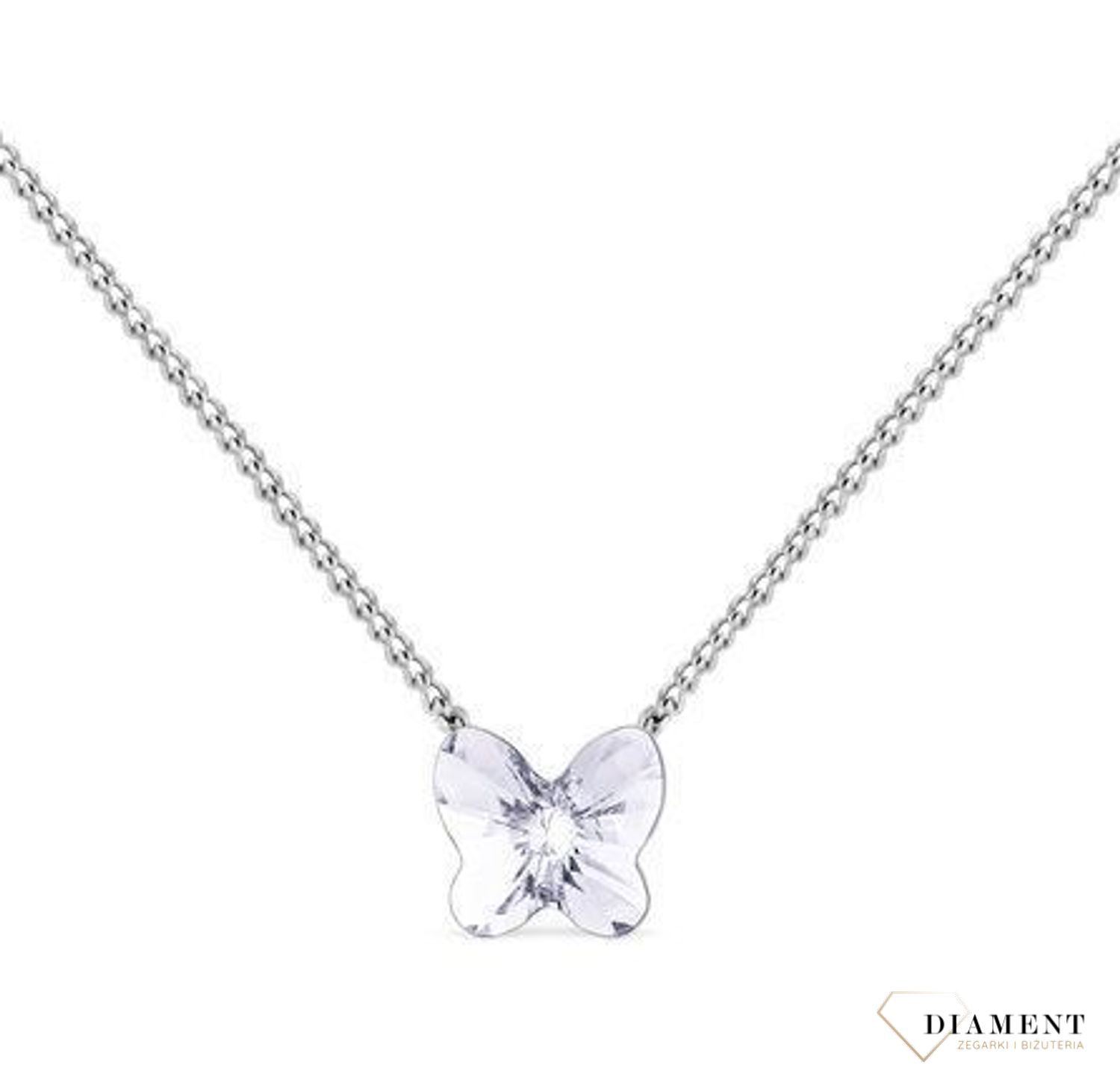 Srebrny naszyjnik  Kryształowy motylek  Swarovski Crystals 925 N47485C-S.jpg