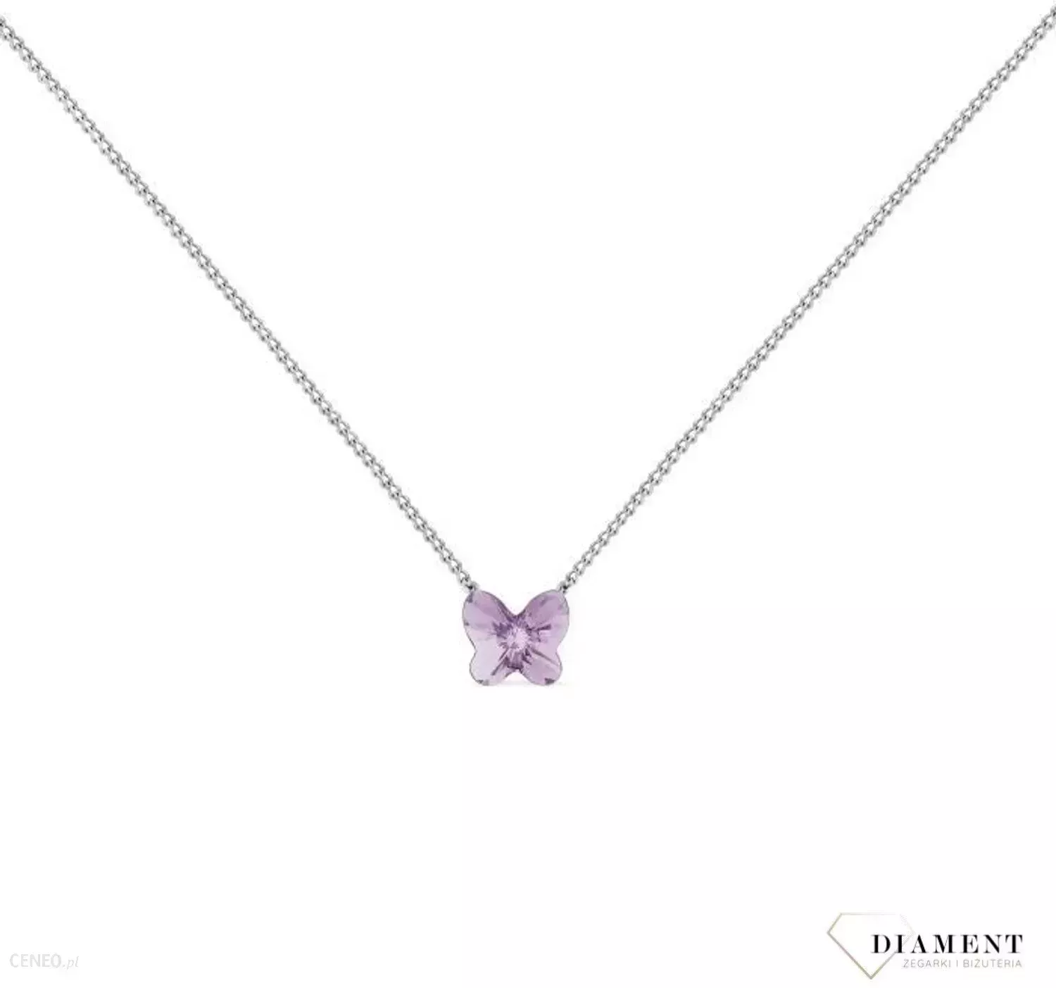 Srebrny naszyjnik  Fioletowy Motylek  Swarovski Crystals 925 N47485PL-L.jpg